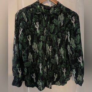 Topshop Black and Green Cactus 🌵 Button Down Shirt